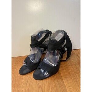 Amanda Smith Shoes Womens Size 8 Black Ankle Wrap Stiletto Heels Sandals Dressy